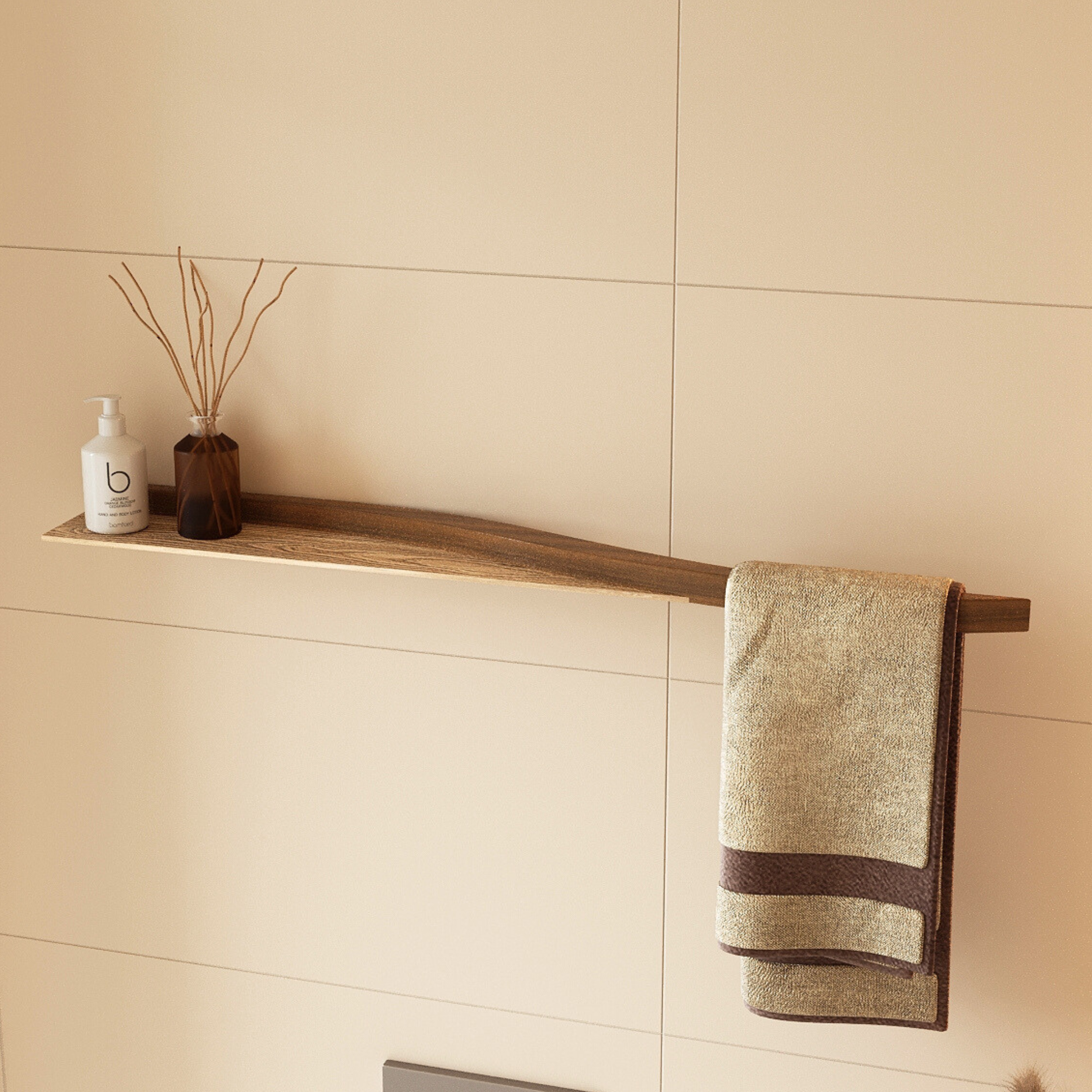 Towel rack for small bathroom spaces close-up